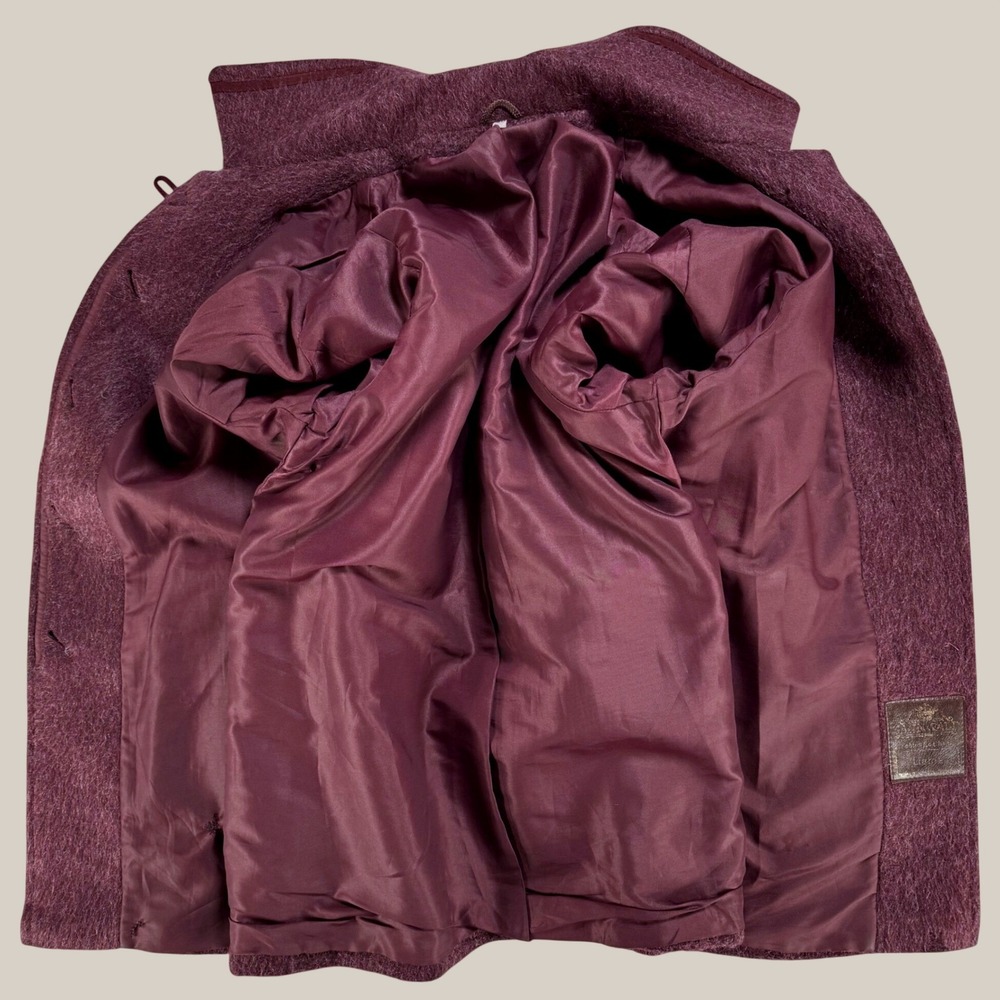 Vintage Burgundy Plum Llama Hair Wool Car Coat Women 8 Mod 60s 70s Sannwald - Picture 4 of 10